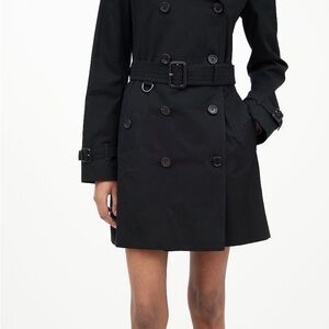 Original Burberry made in England Classic Black Double-Breasted Trench Coat mint